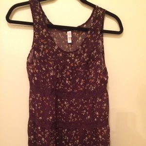 Sheer purple lace tiered tank