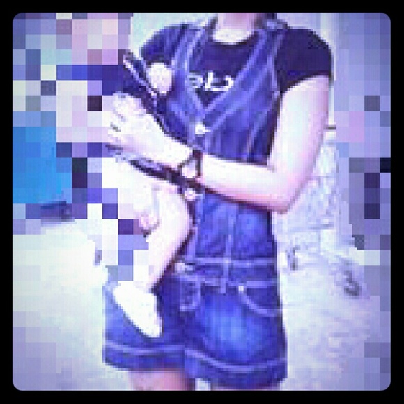 Denim overall Romper.