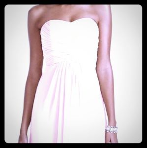 Strapless, blush/petal pink bridesmaid gown