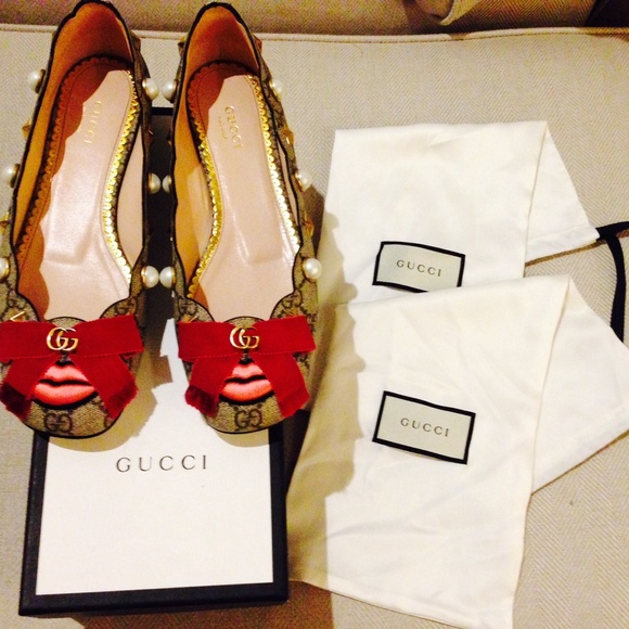 Lexi studded GG Supreme lip ballet flats SZ:38