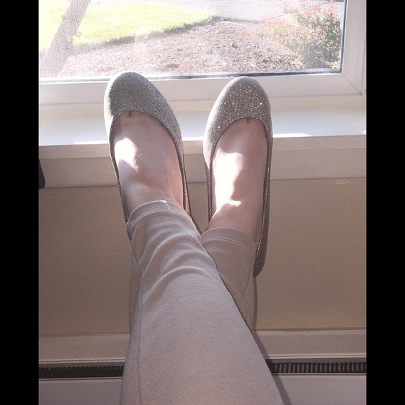 Glam gold glittery ballet flats.