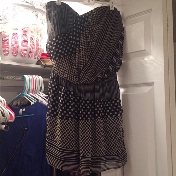 Blue & cream strapless dress! Size large