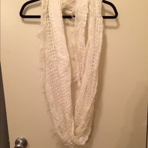 White fringe infinity scarf