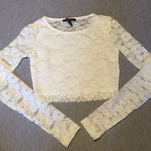 Forever 21 white lace crop top
