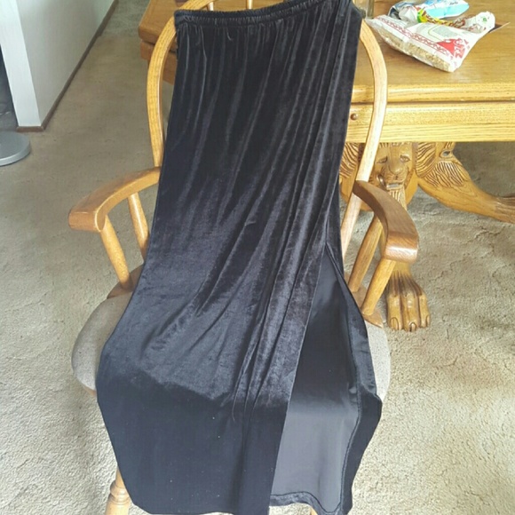 Black velvet maxi skirt