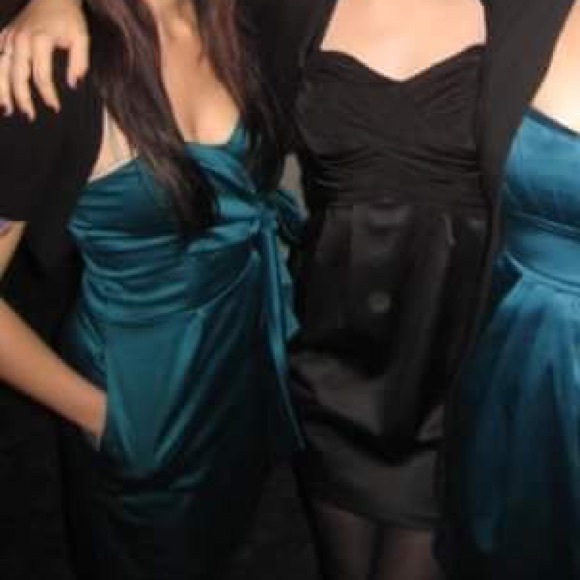 Deep teal mini dress Size 3 with pockets! Straples - Picture 3 of 4