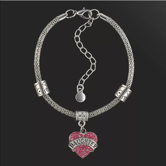 Silver & PINK Daughter Charm Bracelet - Picture 2 of 4
