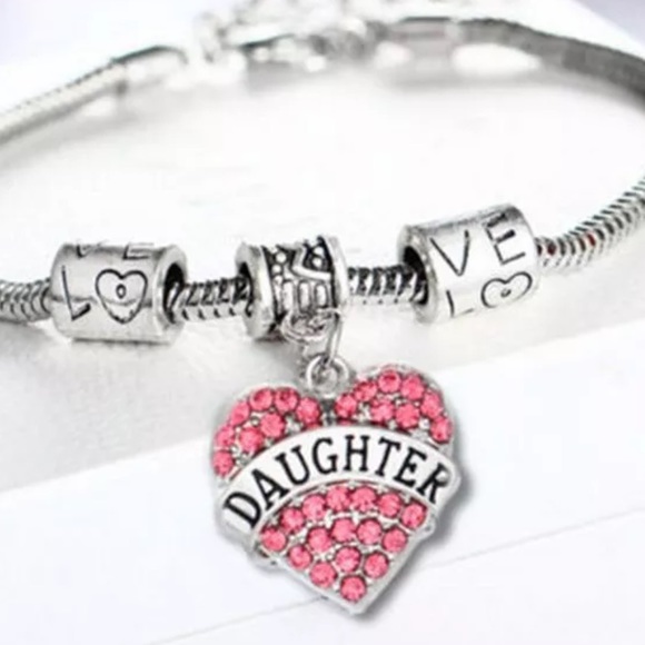 Silver & PINK Daughter Charm Bracelet - Picture 3 of 4