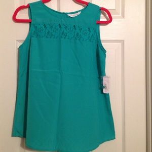 NWT Turq Silky Chiffon Charming Charlie Tank Sz S