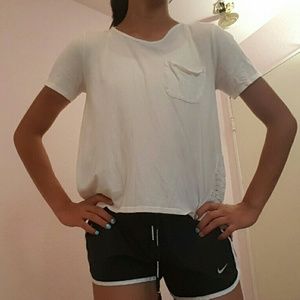 White Tee With Lace Side Panels