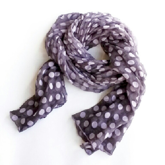 SOLD Italian Silk Lilac Polka Dot Chiffon Scarf