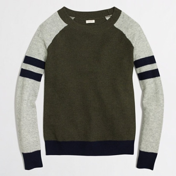 J. Crew Sweaters - Varsity-Stripe Colorblock Waffle Sweater