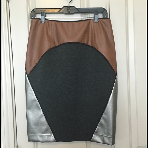 Leather & Gunmetal Skirt - Antonio Melani NWT