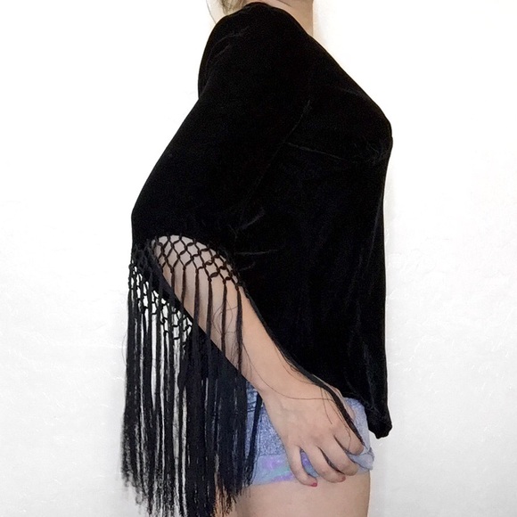 • Vintage Velvet Fringe Top • - Picture 2 of 5