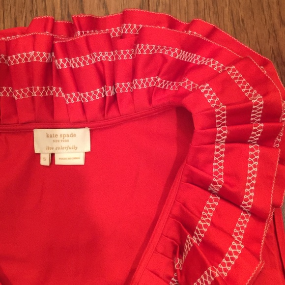 🎉Sale KATE SPADE RUFFLE DRESS BOW TOP BLOUSE S - Picture 2 of 3