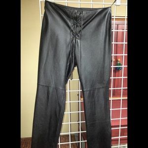 Genuine Lambskin Lace-Up Leather Jeans