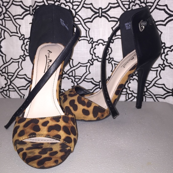 Leopard and Black Strappy Heels