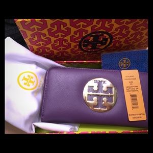 NWT purple Tory Burch Continental Wallet