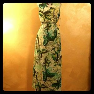 Green, black  and white dress