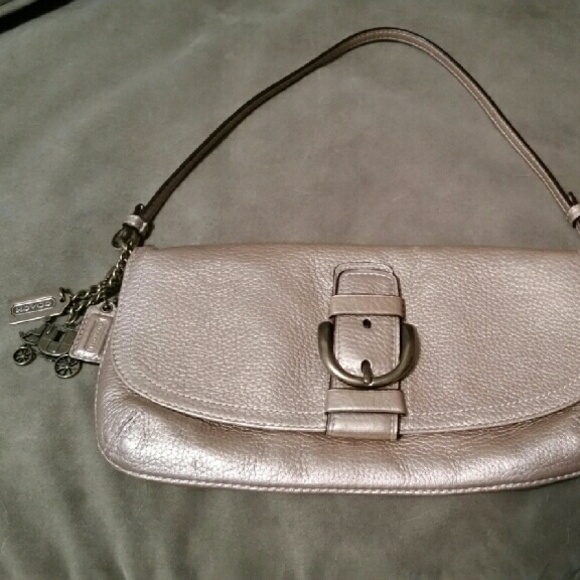 Coach gold shimmer shoulder/wristlet bag