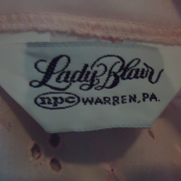 60s Pink Eyelet Button Up Top Short Sleeve  L, XL - Picture 4 of 4