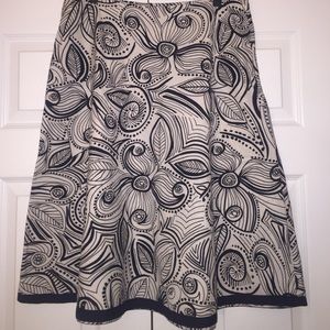 Black and White Floral Print Skirt