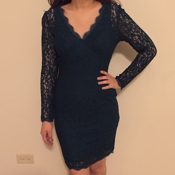 Adrianna Papell Turquoise Lace Dress