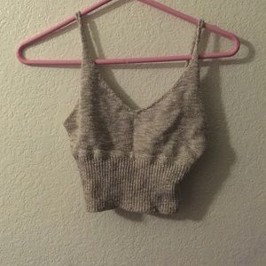 Oatmeal crop knit top