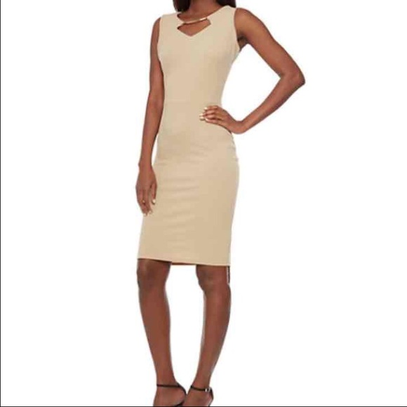 Khaki tan midi Bodycon dress
