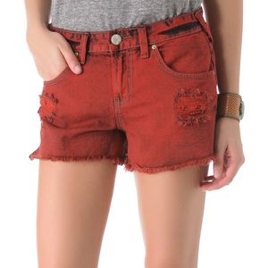 Free People Red Denim Shorts