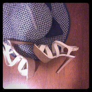 Jessica Simpson white platform heels