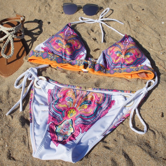 White Bohemian Triangle Bikini