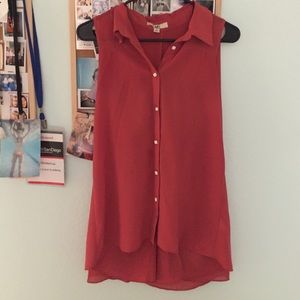 Orange tank top button down blouse