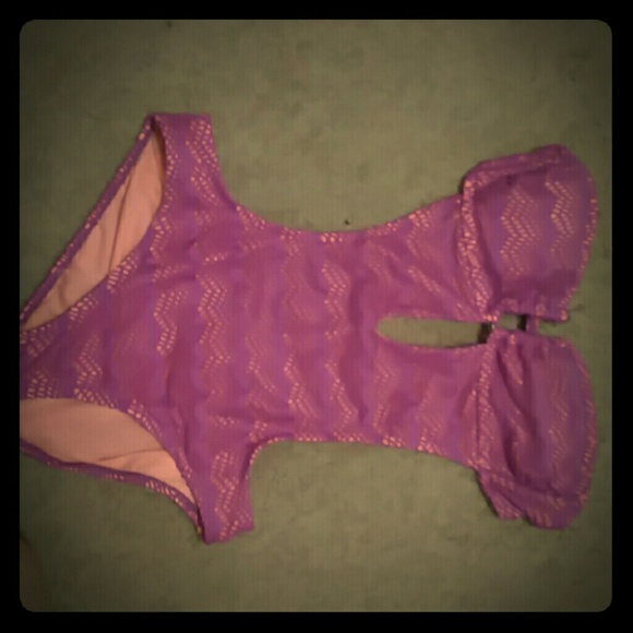 A sexy pink and purple one piece