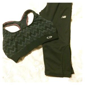 New balance cropped yoga pants and sports bra