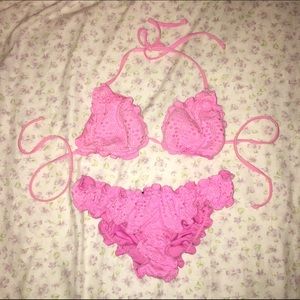 Pink Scrunch Triangle Bikini