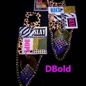 Boss chic slay dope  earrings with clutch set