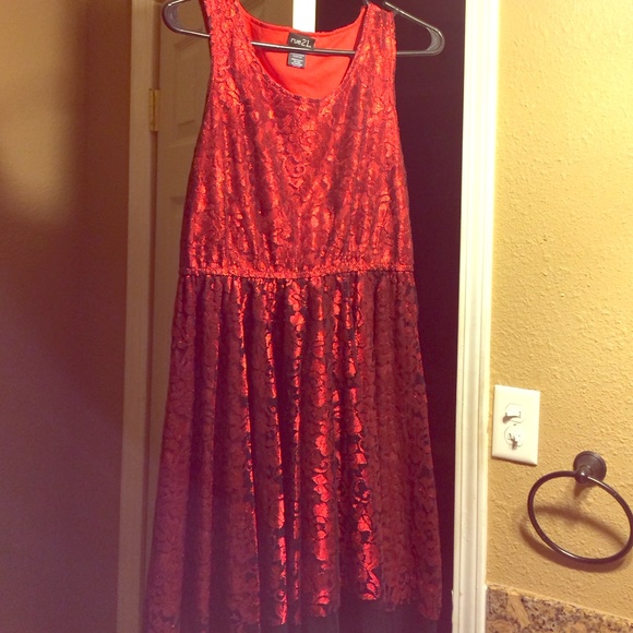 Red lace mini Dress