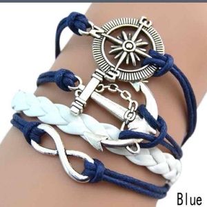 Nautical multi-layer leather bracelet