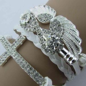 "Bling"-ed out leather multi-layer bracelet