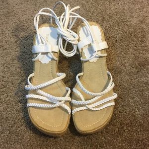 White Strappy wedge sandals