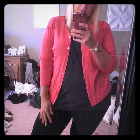 Coral three quarter sleeve cardigan. NWT
