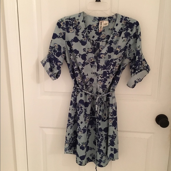 Blue floral shirt dress