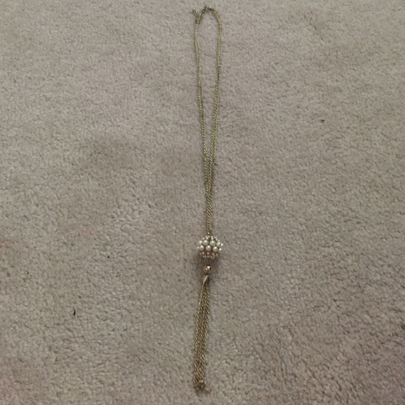 Pearl gold long necklace