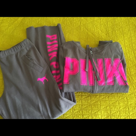VS PINK SWEAT SUIT (boyfriend pants)