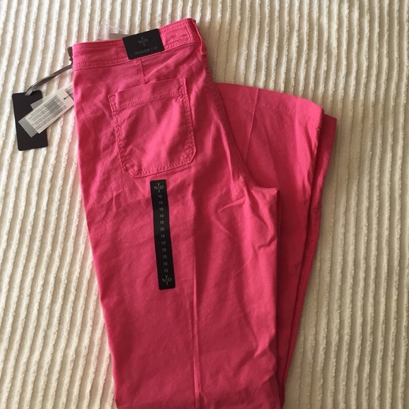 NYDJ Cactus Flower Linen-Blend Wylie Pink Trouser