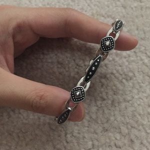 Clip on black and silver bracelet