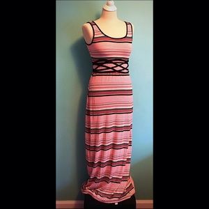 Max Studio Striped Maxi Dress Medium