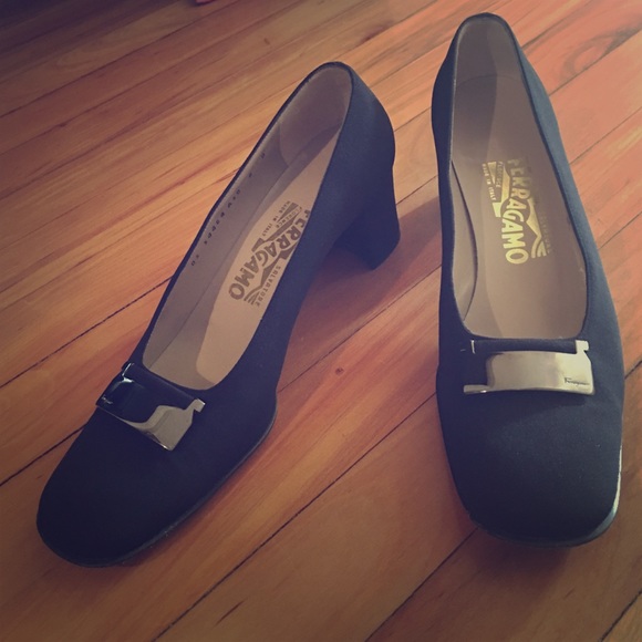 Salvatore ferragamo black heels