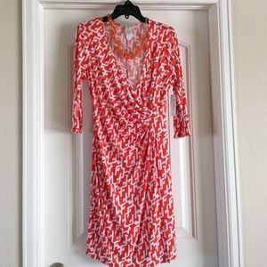 NWT Orange and White Wrap Dress